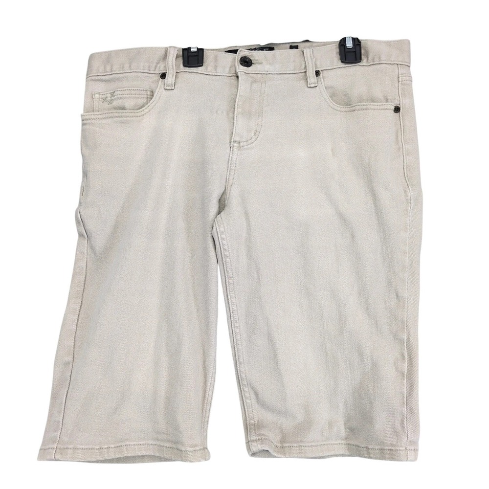 XXX Rude Beige Denim Shorts Mens 34 35x12" Slim Straight Casual Streetwear‎